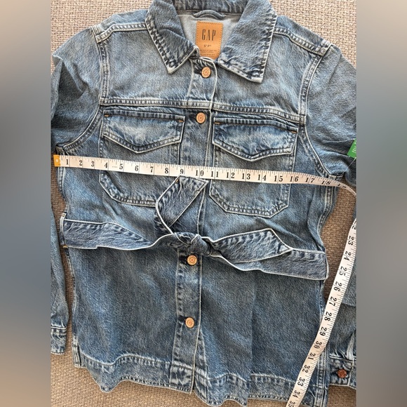 GAP Belted Tencel Blend Denim Jacket Small Tall Washwell NWT - Picture 7 of 13